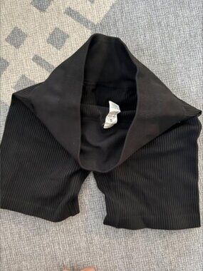 While On Earth Black Ribbed High-Rise Bike Shorts Size S